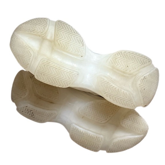 Steve Madden women's Maxima rhinestone-embellished knit sneakers in white. - Picture 5 of 15